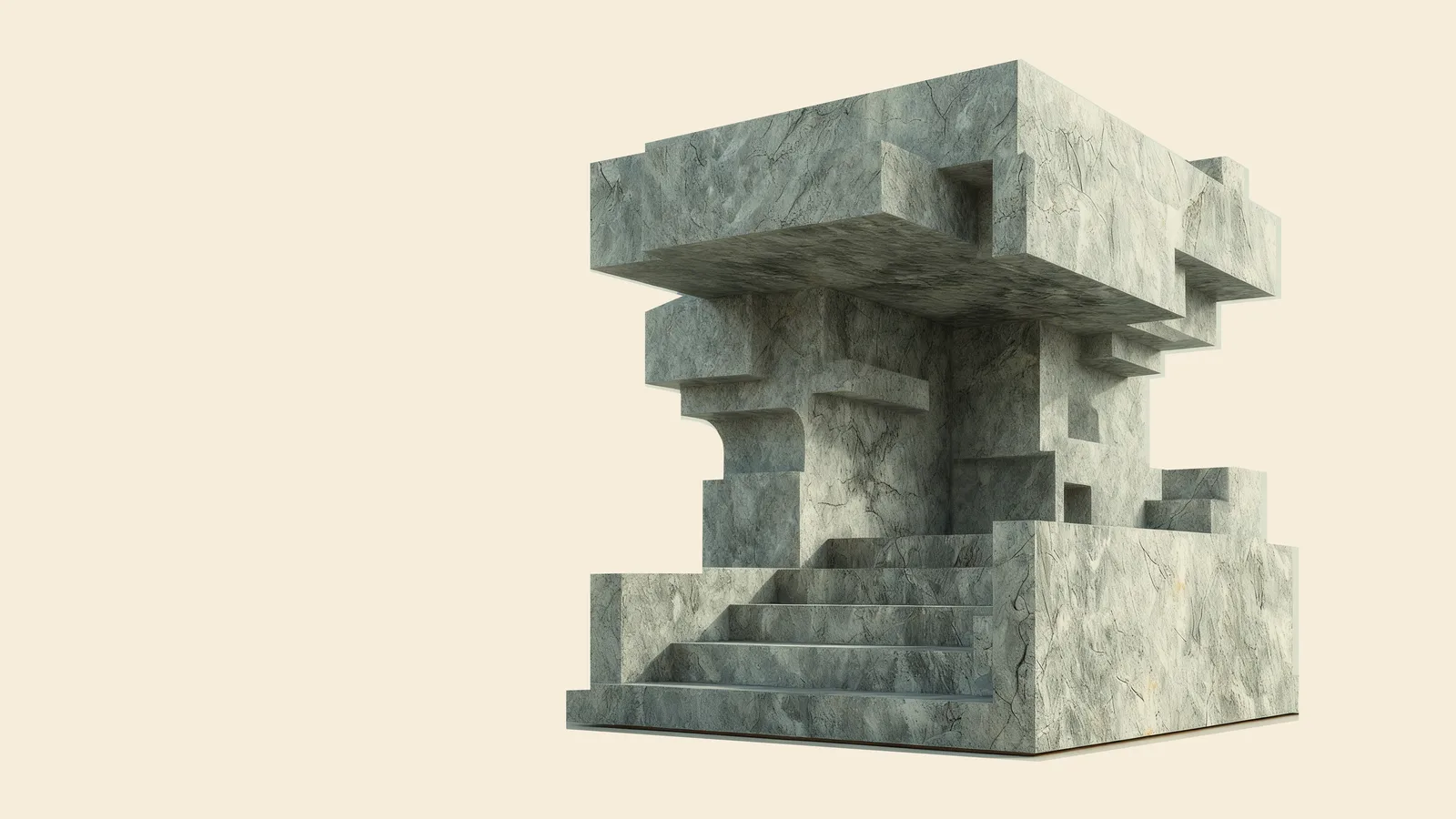 Estructura escalonada de granito, símbolo de la marca Granittor: solidez y permanencia.